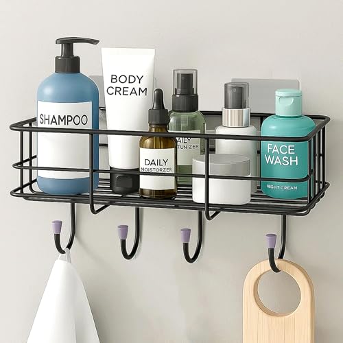 Image of Worthy Shoppee Bathroom Organizer Without Drill | GI Steel Self Adhesive Bathroom Shelf for Wall | Rustproof Wall Mounted Bathroom Stand for Shampoo, Soap & Accessories