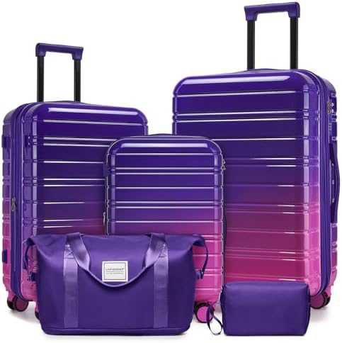 LARVENDER Luggage Sets 5 Piece Hardside Expandable Suitcase with ...