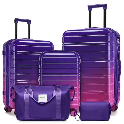 Image of LARVENDER Luggage Sets 5 Piece, PC+ABS Expandable Suitcases with Wheels