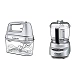 Cuisinart HM-90BCS Power Advantage Plus 9-Speed Handheld Mixer with Storage Case, Brushed Chrome & DLC-2ABC Mini Prep Plus Food Processor Brushed Chrome and Nickel