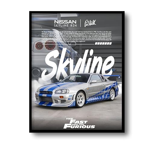 Image of Posternet Sports Car Poster Frame Wall Art with Matte Black Frame | Premium Printed Car Artwork for Bedroom, Living Room & Office Decor | Lightweight Ready to Hang Wall Poster (Black Frame)