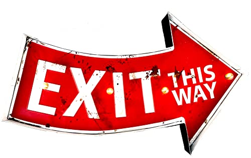 DiiliHiiri Cartel Decoración Pared Salida – Letrero Luminoso con Luz LED para Decoración de Hogar Retro | 48x31x5 cm (9096)