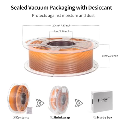 Image of IEMAI Translucent PETG Filament 1.75mm 1kg, Dual Color Gradient Amber to Brown 3D Printer Filament Up to 600mm /s Rapid Printing for Lampshades Artwork & Home Decor