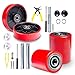 Pallet Jack/Truck Full Set RED with Axles, Steering Wheels 7"x 2" Pair, Front Load Roller 3" x 3.75" Pair with Bearings ID 20mm Poly Tread Red, Entry Exit Roller and Protective Caps