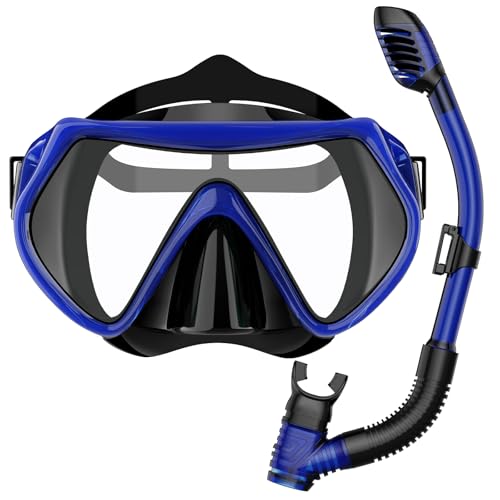 Kit de snorkel seco BuyCard con máscara panorámica para adultos y niños