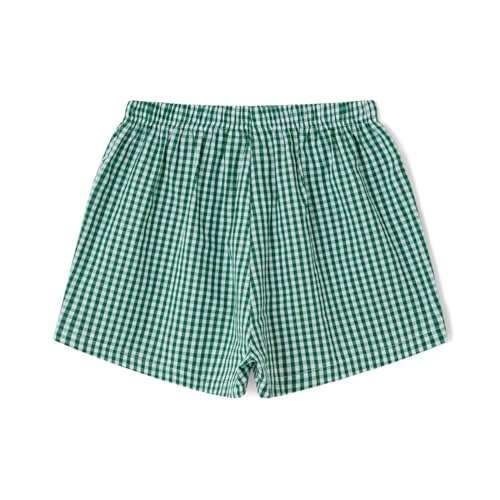 Image of Sumleno Womens Y2k Aesthetic Boxer Shorts Plaid Elastic Waist Lounge Pj Bottoms Summer Casual Gingham Pajamas Shorts