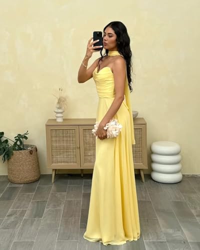RSOETOO Scarf Bridesmaid Dresses for Women 2025 Chiffon Long Strapless Maxi Formal Party Dress RO3264