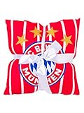 ✅ MATERIAL: 100% Polyester FC Bayern München Decke und Kissen Set, Kuscheldecke, Sofakissen, rot/weiß