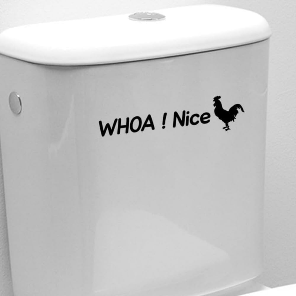 Whoa Nice Toilet Sticker Decal, Waterproof Vinyl Wall Art Sign Decor, Removable Toilet Seat Quote Murals for WC Restroom Door Seat Decoration Bathroom Accessories,Bathroom Stickers