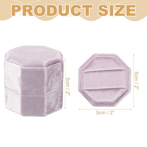 Boîte à bagues en velours violet dotée de 2 emplacements au design octogonal - 3