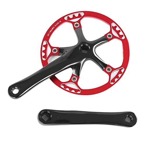 Crankset, Single Speed Crankset Mountain Bike Aluminum Alloy Hollow Integral Mountain Bike Crankset Arm Speed Fixed Gear,Easy to Modify Single Crank Set