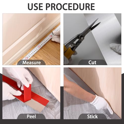 Coengwui Edelstahltrittplatte, selbstklebende Trittplatten-Basisschutzabdeckung, Fußleistenverkleidung für Wand, Tür, Küchenschrank, Geschirrspülerfuß - Kratzschutz (3m x 10cm, Bürstendes Gold)