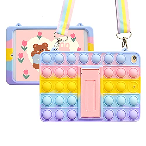XZC Push Pop Fidget Giocattoli Caso per iPad 2019 (7th) /2020 (8th) 10.2' Silicone Antiurto Full Body Protezione Tablet Cover con Piega Cavalletto e Cordino (iPad 2019/2020 10.2)