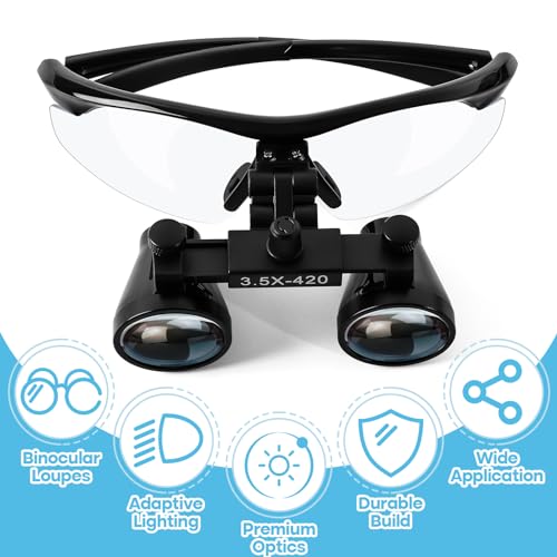 Buifac 3.5 X 420Mm Binocular Loupes Magnifier Glasses With Led Head Light+Aluminum Box Silver thumb #1