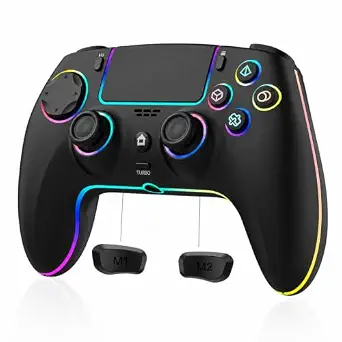Wireless Controller for PS5, PC, Mac with Hall Effect Joystick, Back Paddles, RGB Lighting, Motion Sensor, TURBO, 3.5mm Audio Jack, Built-in Speakers