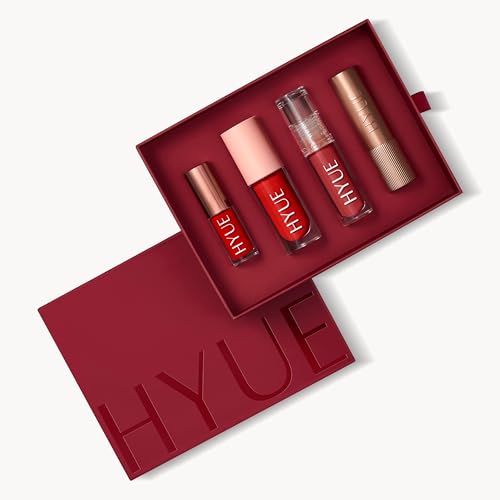 Image of HYUE Code Red Lip Kit - Liquid & Velvette Matte Lipsticks, Lip Tint, Lip Plumper | 16.4 ml | Long-Wear Soft-Matte Finish | with Jojoba, Almond & Indian Gooseberry Extract | Makeup Set