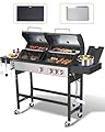 GRILL DEPOTS Propane Gas and Charcoal Grill Combo | Griddle Grill with Side Burner | BBQ Grills 2-in-1 | 41,500 BTU Output, 673 SQ IN Cooking Area Perfect for Outdoor Events & Backyard Barbecue