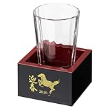 塗の枡酒セット220ml　干支・午（うま）　2026年　令和8年　正月の酒器　冷酒グラス150ml＋八勺塗枡