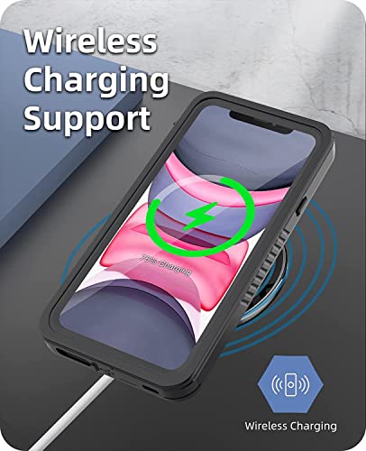 Wifort Iphone 11 Waterproof Case - Built-In Screen Protector Water Resistant Cover Protective Drop Protection Hard, Shockproof Full Body Defender Tough Military Grade - 6.1" Black #TOP5