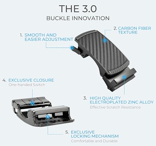 Image of Chaoren Leather Ratchet Belt 2 Pack Dress with Click Sliding Buckle 1 3 /8 inch in Gift Set Box - Adjustable Trim to Fit