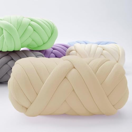 Chunky Yarn,Arm Knitting Yarn for DIY Blanket and Craft, Beige, 1.1lb