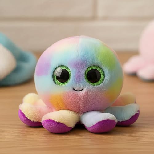 TY Beanie Boos – Bubbles der Oktopus mit großen und glitzernden grünen Augen, das Plüschtier mit großen glitzernden Augen – 15 cm – T37360