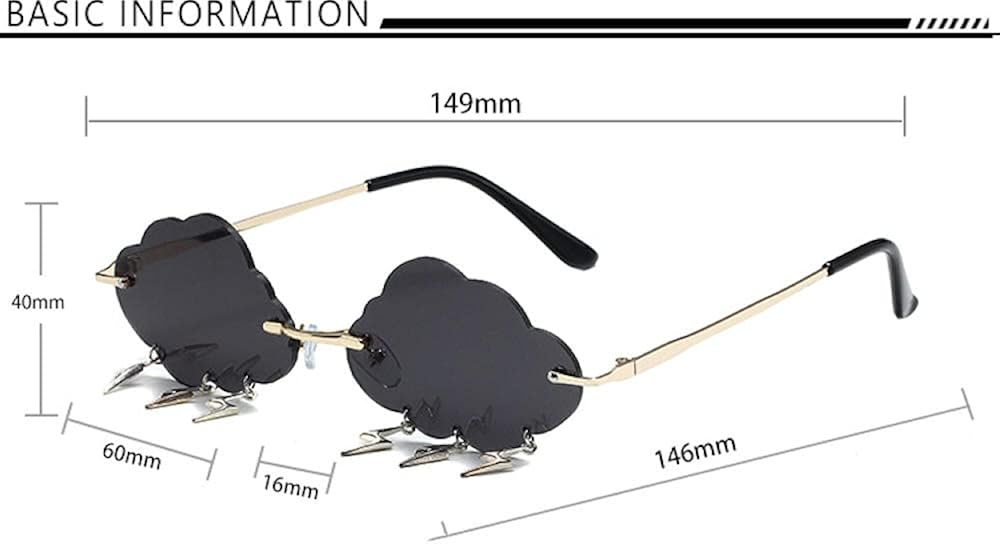 Fashion Cloud Lightning Irregular Sunglasses Personality Frameless Prom Party Sunglasses-A : Sports & Outdoors