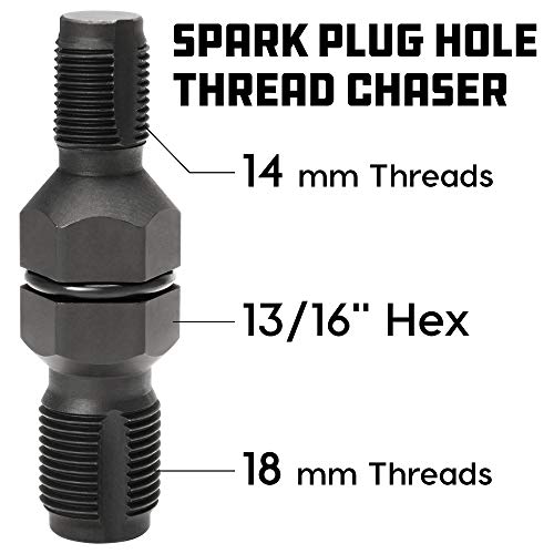 Image of Powerbuilt 14mm & 18mm Spark Plug Hole Rethreader Tool, Repairs Damaged Spark Plug Threads, Fits 13 /16-Inch Socket - 648422