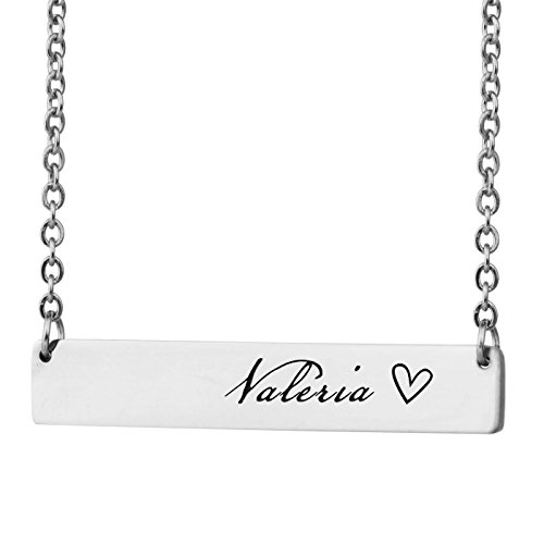 HUAN XUN Personalized Bar Custom Name Necklace Valeria Personal Womens Jewelry Birthday Gift HUAN XUN Personalized Bar Custom Name Necklace Valeria Personal Womens Jewelry Birthday Gift