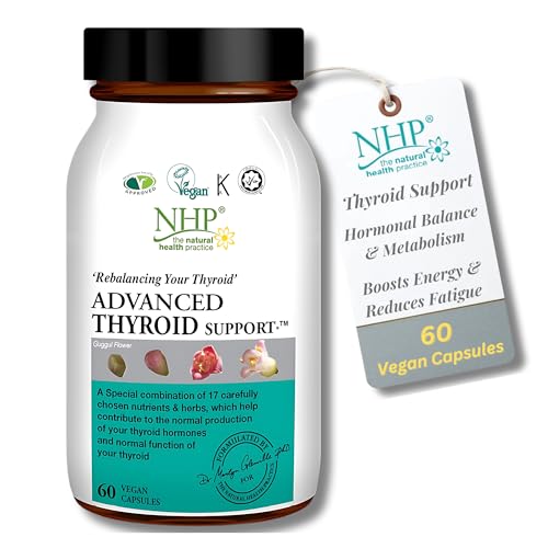 NHP Advanced Thyroid Support – A Powerful Blend of 17 Nutrients & Herbs for Optimal Thyroid Function, Energy, Hormonal Balance & Metabolism – 60 Vegan Capsules, No Fillers, Gluten-Free