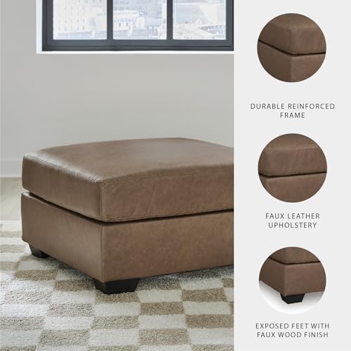 Image of Signature Design by Ashley Walker Point Contemporary Faux Leather Oversized Accent Ottoman, Light Brown