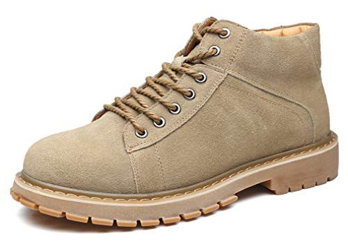 HYJ Men's Chukka Boot Suede Leather Casual Lace up Desert Boots Stylish Ankle Shoes Khaki