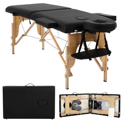 BLKMTY Foldable Massage & Spa Bed, Adjustable, 73", Black