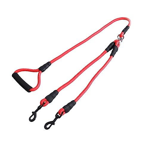Abaodam Double Head Dog Traction Strap Outdoor Pulling Rope for Pet Training Pet Supplies for Dogs Red