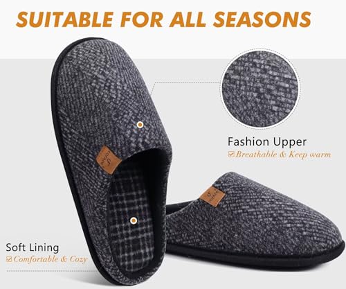 COFACE Unisex Mens Womens Cozy Memory Foam Scuff Slippers Casual Slip On Warm House Shoes Indoor/Outdoor Felt Sandal Slippers Size 4-152