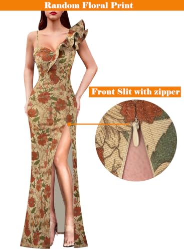 Image of VFSHOW Womens Ruffle One Shoulder Formal Prom Gala Maxi Dress Evening Gown