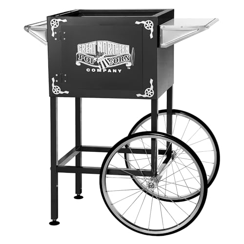 Popcorn Cart - Vintage Replacement Stand for 8-Ounce Poppers with Shelf, Push Handle, and Bicycle-Style Wheels by Great Northern Popcorn (Black)
