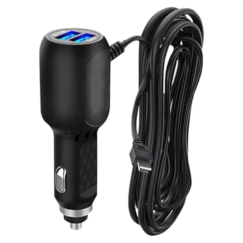Dash Cam Mini USB Power Lead with 2 USB Ports Cover