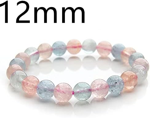 Miniatura 7 de Pulsera de morganita colorida natural para mujeres y hombres, piedra transparente de berilo transparente, cuentas redondas, pulsera elástica