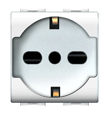 ELETTROCANALI LIFE ART. 4050WH PRESA BIPASSO/SCHUKO BIANCA Art. 4050 a norma di sicurezza. Presa schuko/bipasso 2P+T (2 moduli) PZ