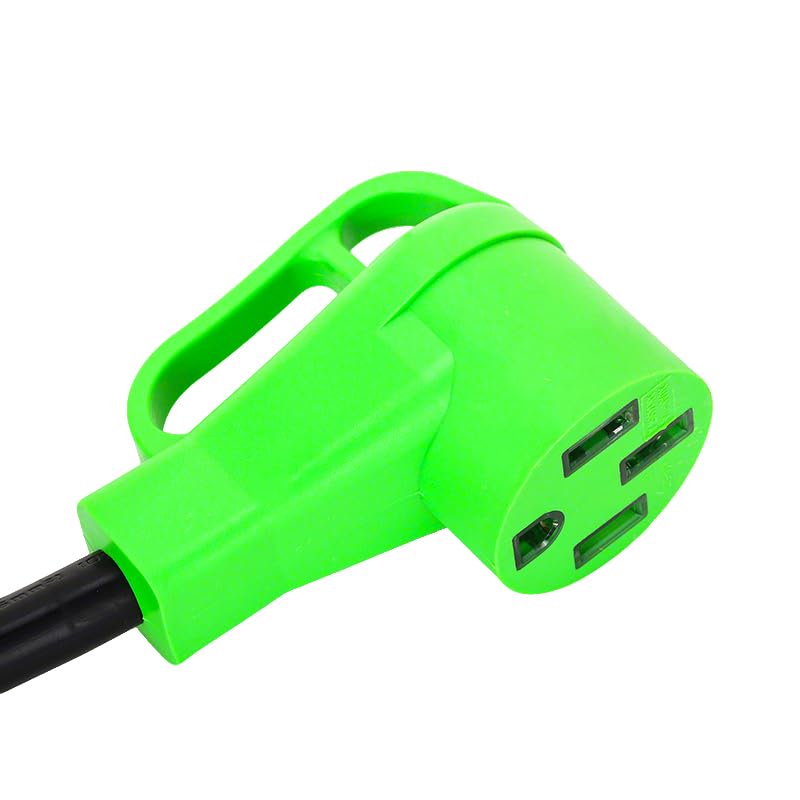 RV Adapter 15Amp to 50Amp Electrical Adapter with Overload Protector NEMA 5-15P to 14-50R Female Receptacle.125Volt 10 Gauge 16 Inch,Black-Green,ETL Listed