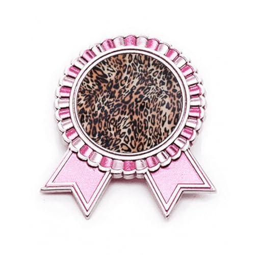 Broche plume léopard rose en métal taille M pour accessoiriser une veste