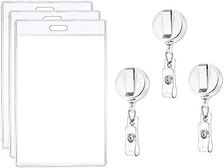 Mart9® 3 PCS Clear Vertical ID Card Holder
