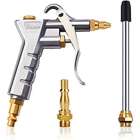 Air Blow Gun Air Compressor Duster with Extension Nozzle with 1/4" BSP British & German High Pressure Pistol-Grip Connector Pneumatic Air Duster Cleaning Tool Cover