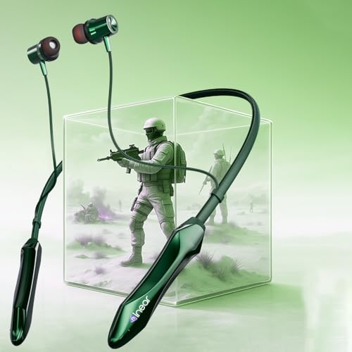 Image of inear DJ M7 Neckband Bluetooth Earphones | Upto 50H Playtime | Magnetic On /Off, ENC for Clear Calls | Water & Dust Resistant, Deep Bass | Fast Charging, Wireless Earphones for Music & Calls | Green