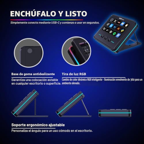 Teclado macro de 18 teclas programables y placa de sonido USB para control de OBS en laptop 4