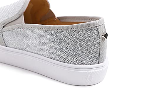 Image of FEVERSOLE Women's Fashion Shiny Soft Slip On Sneaker Sparkle Casual Comfort Loafers