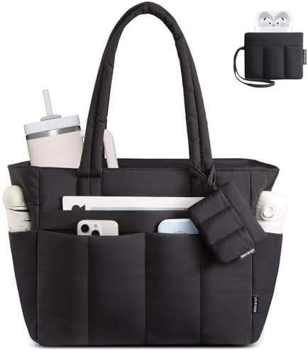 LOVEVOOK Shopper Tasche Damen Handtasche Groß, Leicht Arbeitstasche Puffer Tote Bag mit Vielen Fächern, 15,6 Zoll Laptoptasche Schultasche Lehrertasche, Schultertasche für Arbeit B
