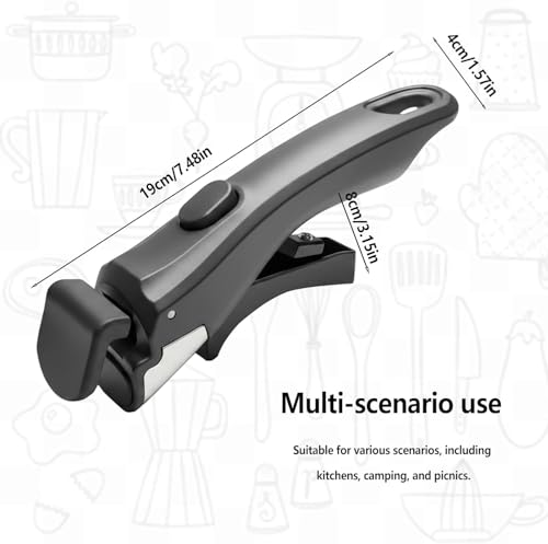 Image of Removable Handle for Pots and Pans Black - Universal Detachable Pan Handle - Heat-Resistant Plastic, Stainless Steel, Silicone (Multicolour)