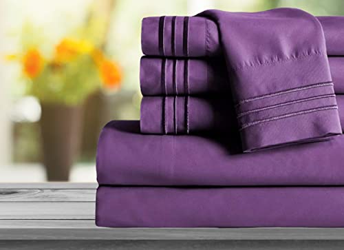 Image of Mocassi Hotel Luxury 1800 Thread Count Bedding Pillowcases Standard Size Set of 2 - Pillow Covers - Pillow Protector - Cooling Pillowcases (Set of 2 Standard /Queen Size, Purple)